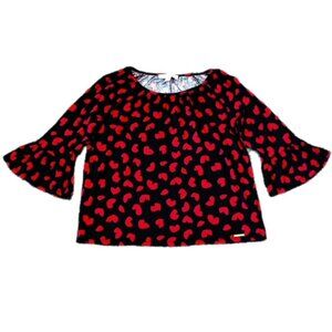 Michael Kors 3/4 length bell sleeve Top Black and Red Size S